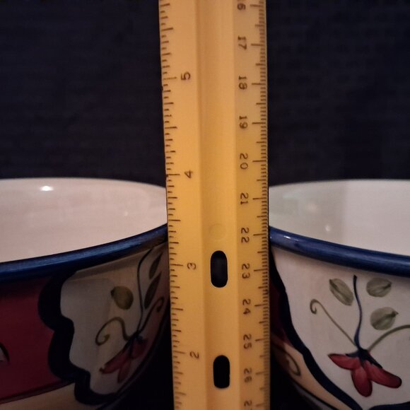 SET OF 2 Pier 1 VALLARTA 5 7/8" Soup, Cereal Bowls. Red, Blue, Yellow & Beige - Picture 7 of 9